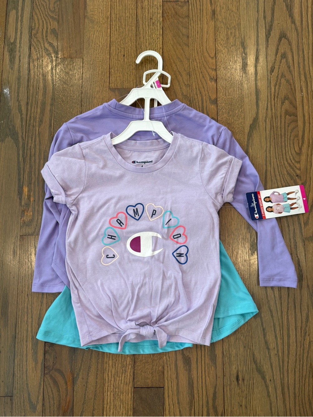 Champion Girls' Lavender Tie-Front Tee with Multicolor Heart Logo